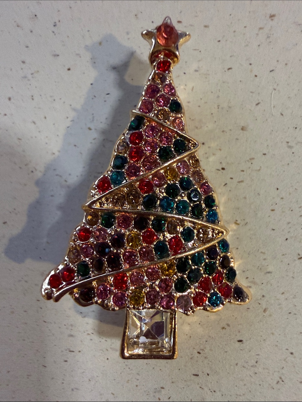 Multicolor Crystal Christmas Tree Brooch - Women Jewelry